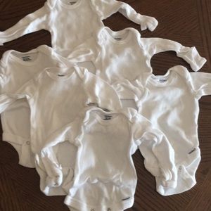 6 White Long Sleeve Onesies